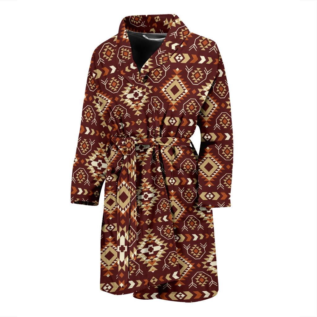 Navajo Native Color Print Pattern Men Bath Robe-JTAMIGO.COM