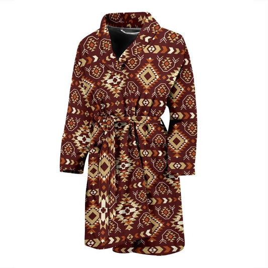 Navajo Native Color Print Pattern Men Bath Robe-JTAMIGO.COM
