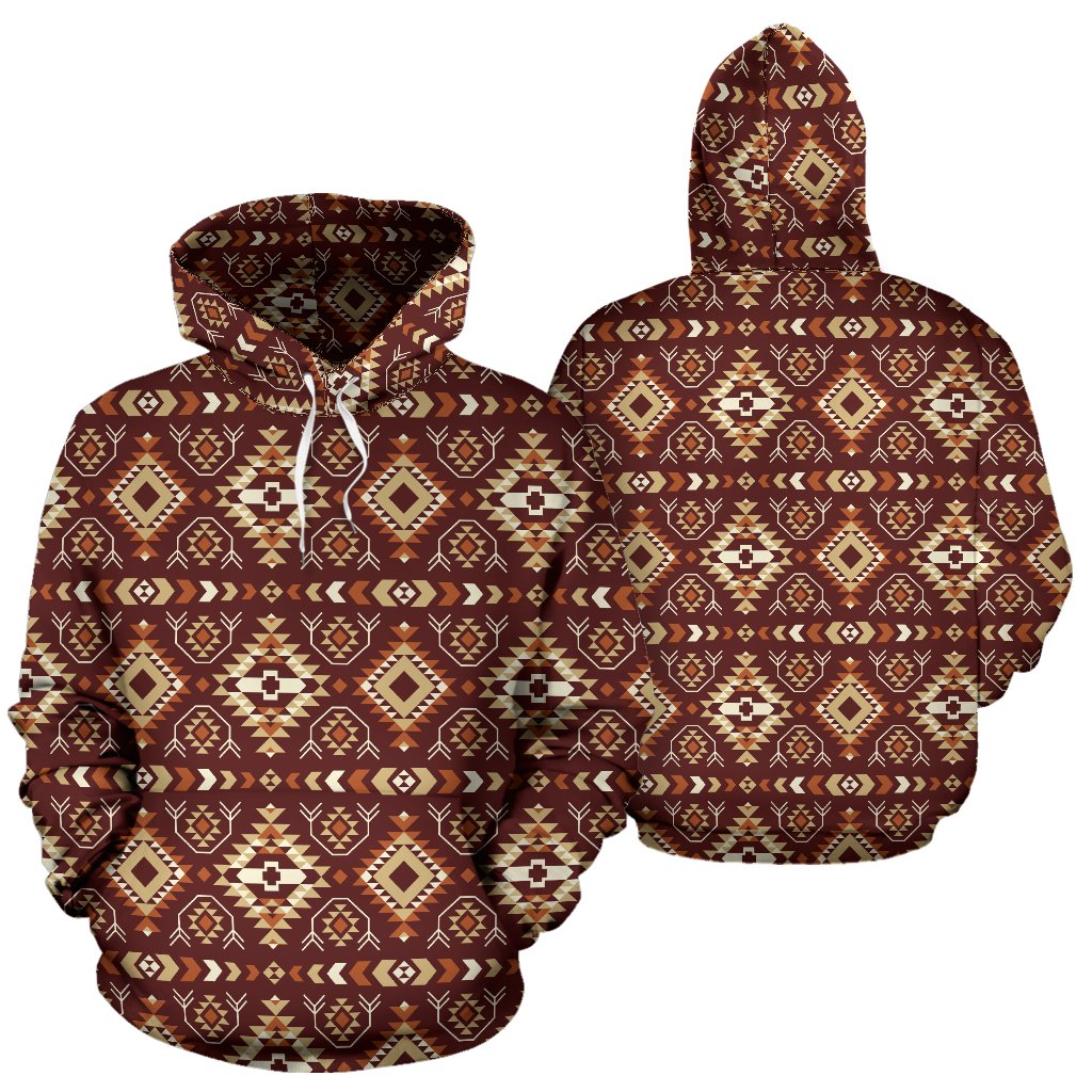 Navajo Native Color Print Pattern Pullover Hoodie
