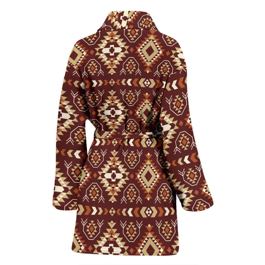 Navajo Native Color Print Pattern Women Bath Robe-JTAMIGO.COM