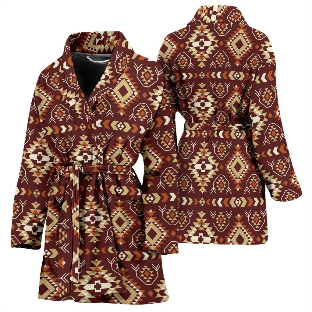 Navajo Native Color Print Pattern Women Bath Robe-JTAMIGO.COM