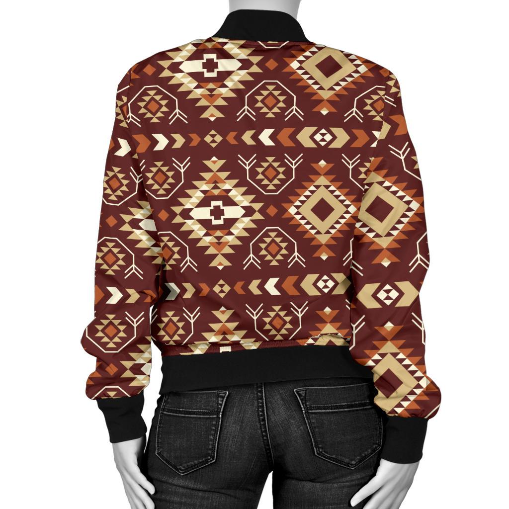 Navajo Native Color Print Pattern Women Casual Bomber Jacket