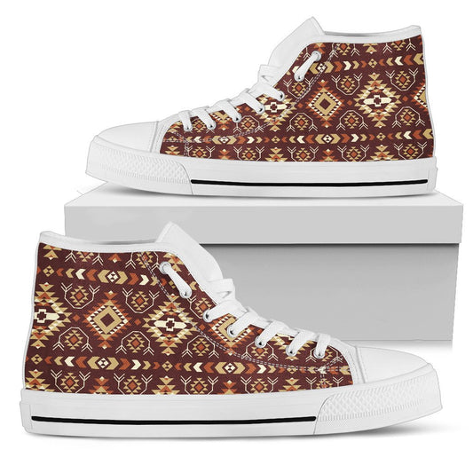 Navajo Native Color Print Pattern Women High Top Shoes