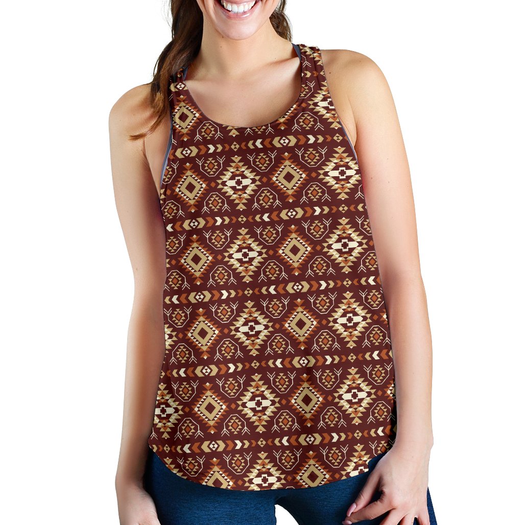 Navajo Native Color Print Pattern Women Racerback Tank Top