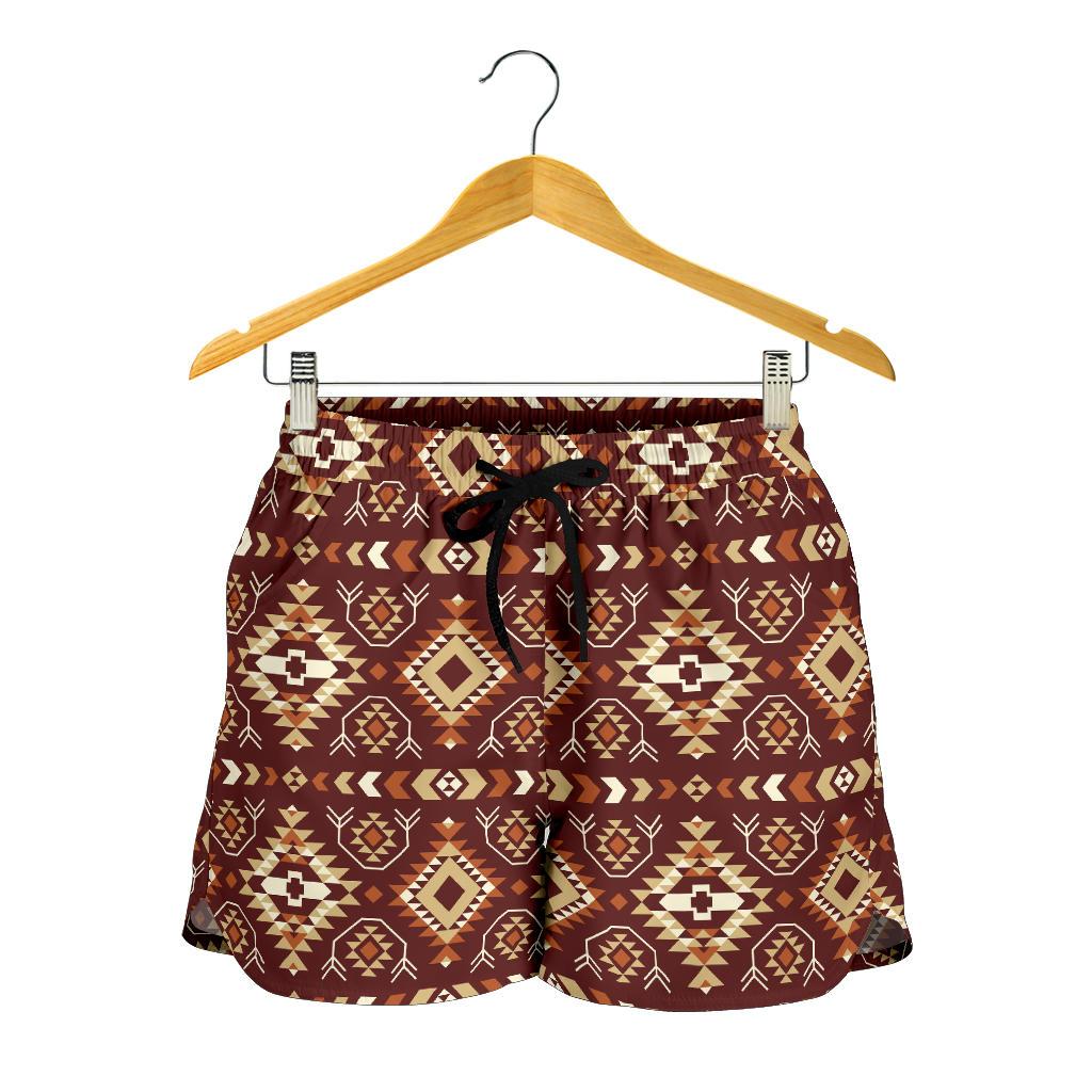 Navajo Native Color Print Pattern Women Shorts-JTAMIGO.COM