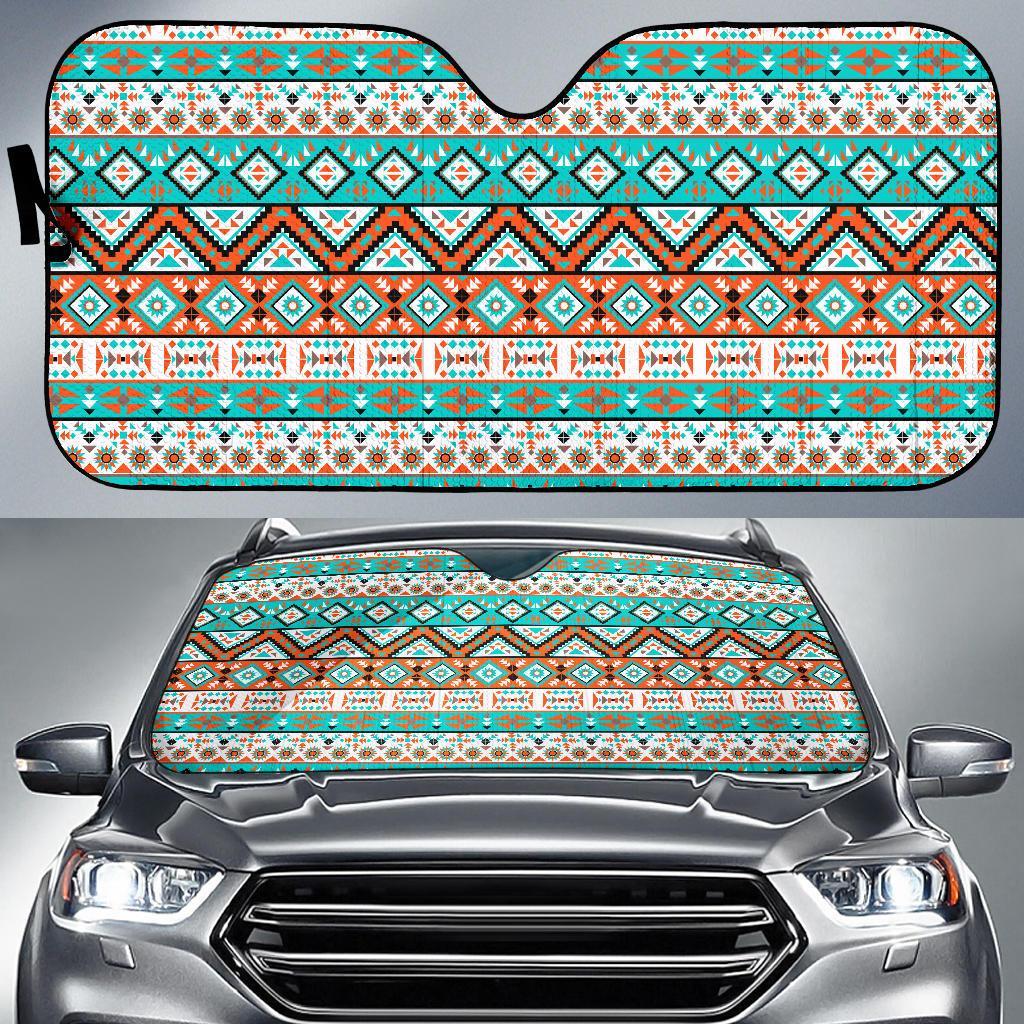 Navajo Style Print Pattern Car Sun Shade For Windshield