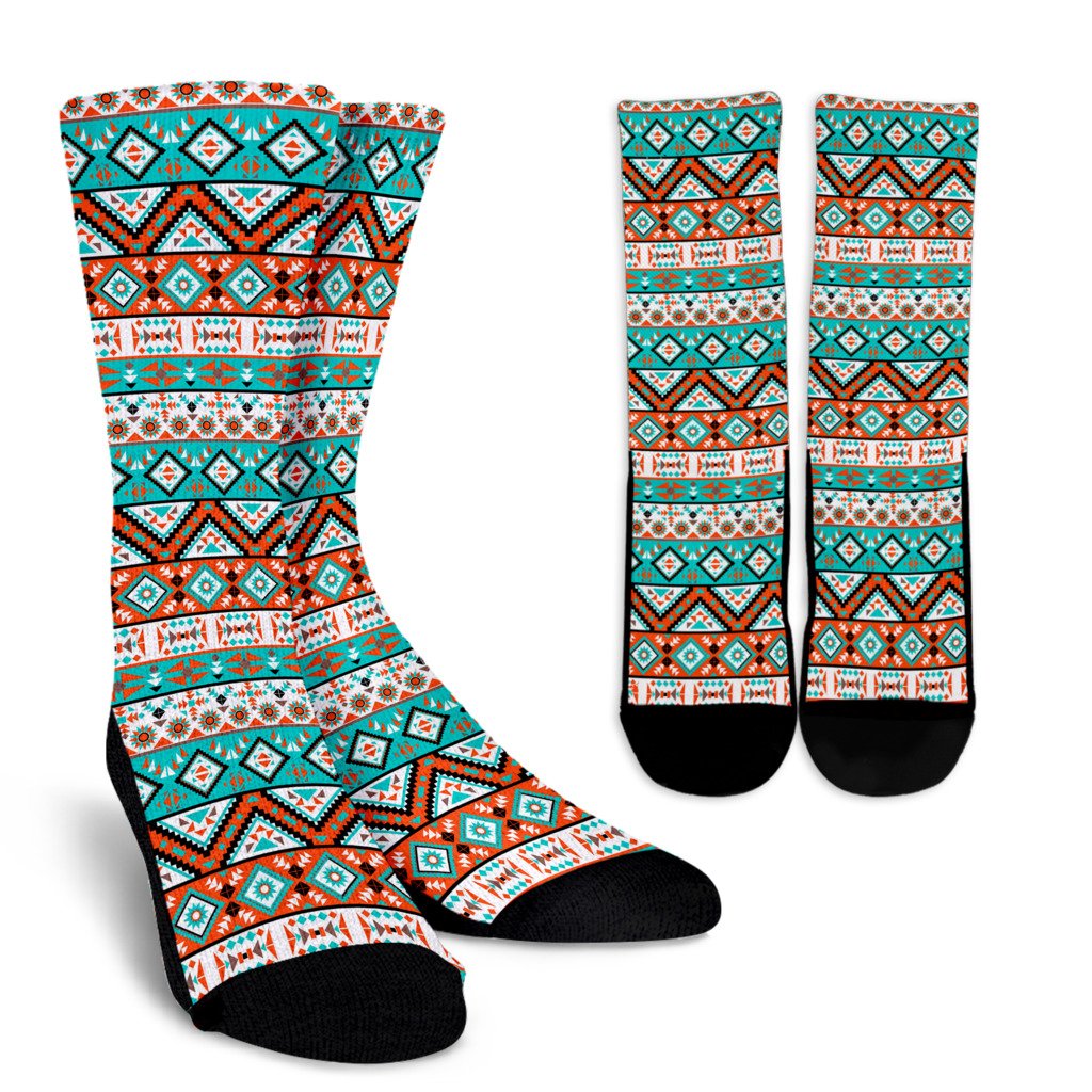 Navajo Style Print Pattern Crew Socks