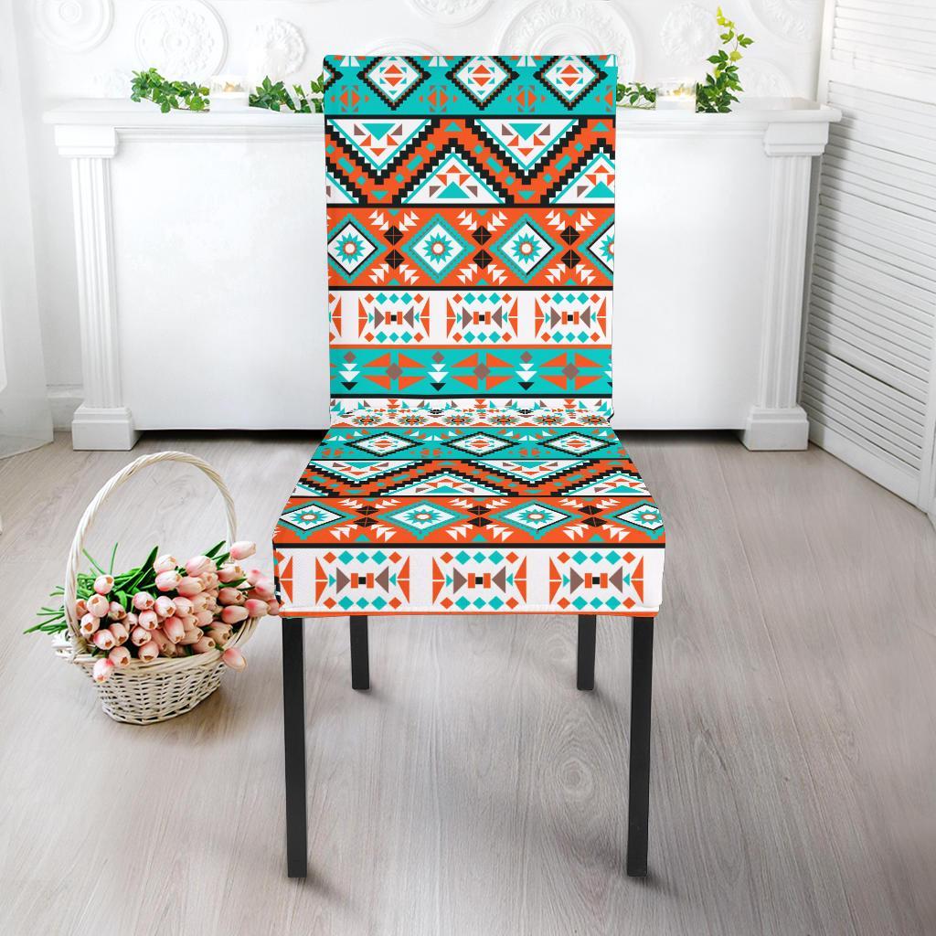 Navajo Style Print Pattern Dining Chair Slipcover-JTAMIGO.COM