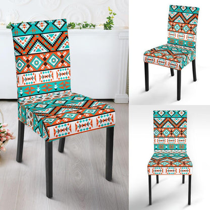 Navajo Style Print Pattern Dining Chair Slipcover-JTAMIGO.COM