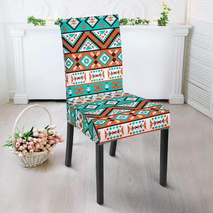 Navajo Style Print Pattern Dining Chair Slipcover-JTAMIGO.COM