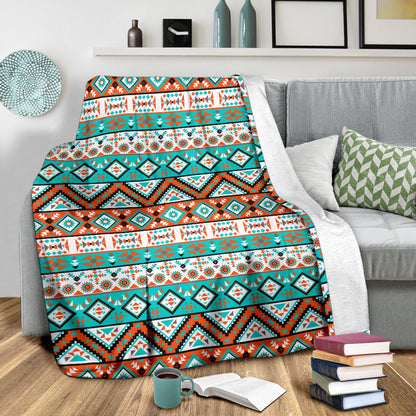 Navajo Style Print Pattern Fleece Blanket