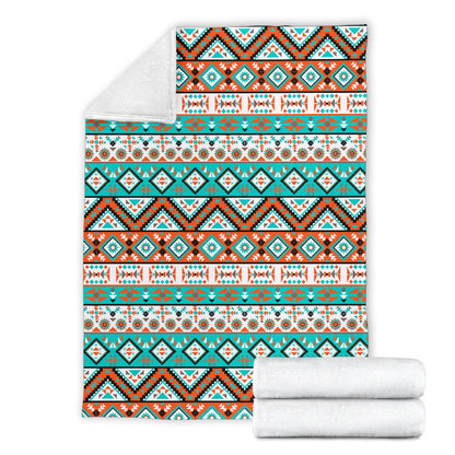 Navajo Style Print Pattern Fleece Blanket