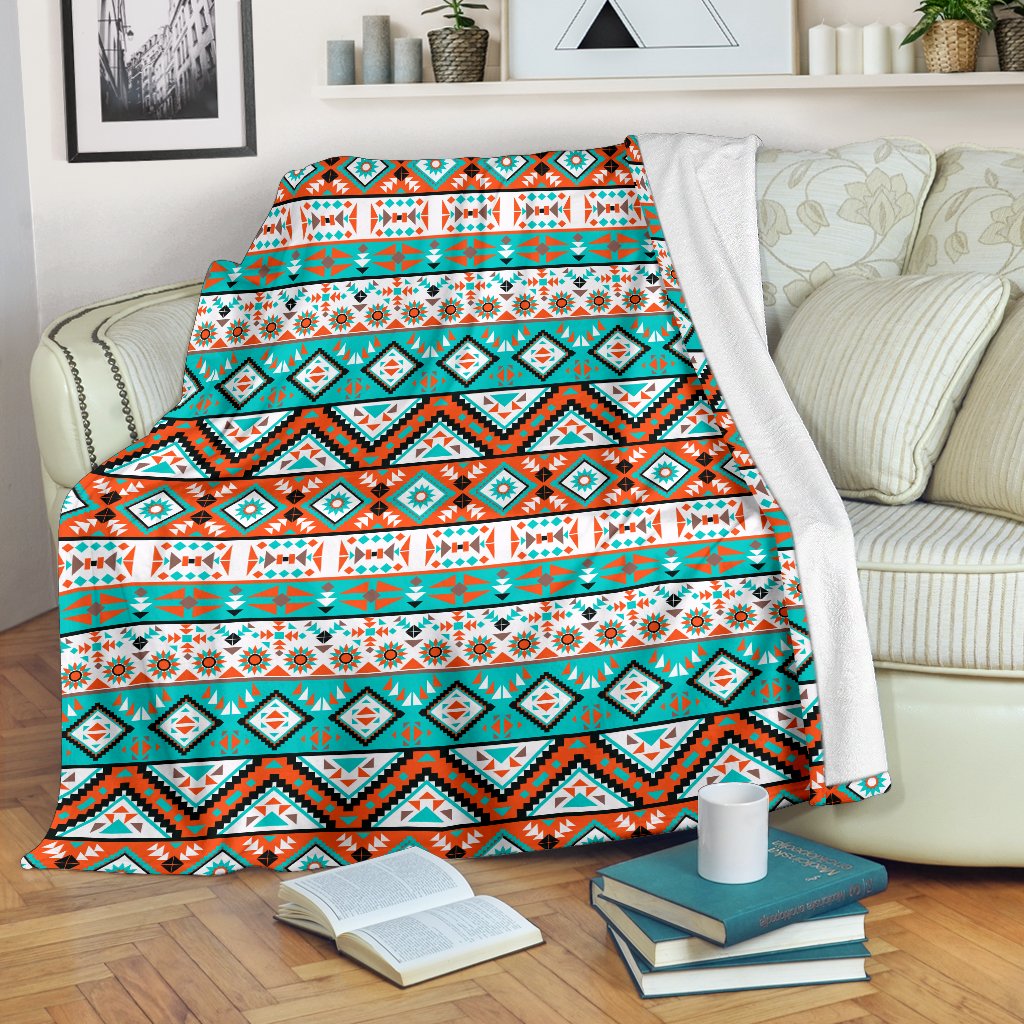 Navajo Style Print Pattern Fleece Blanket