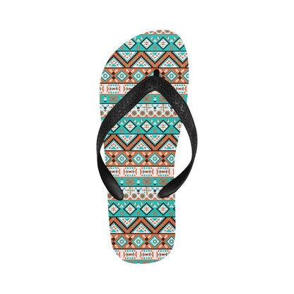 Navajo Style Print Pattern Flip Flops-JTAMIGO.COM