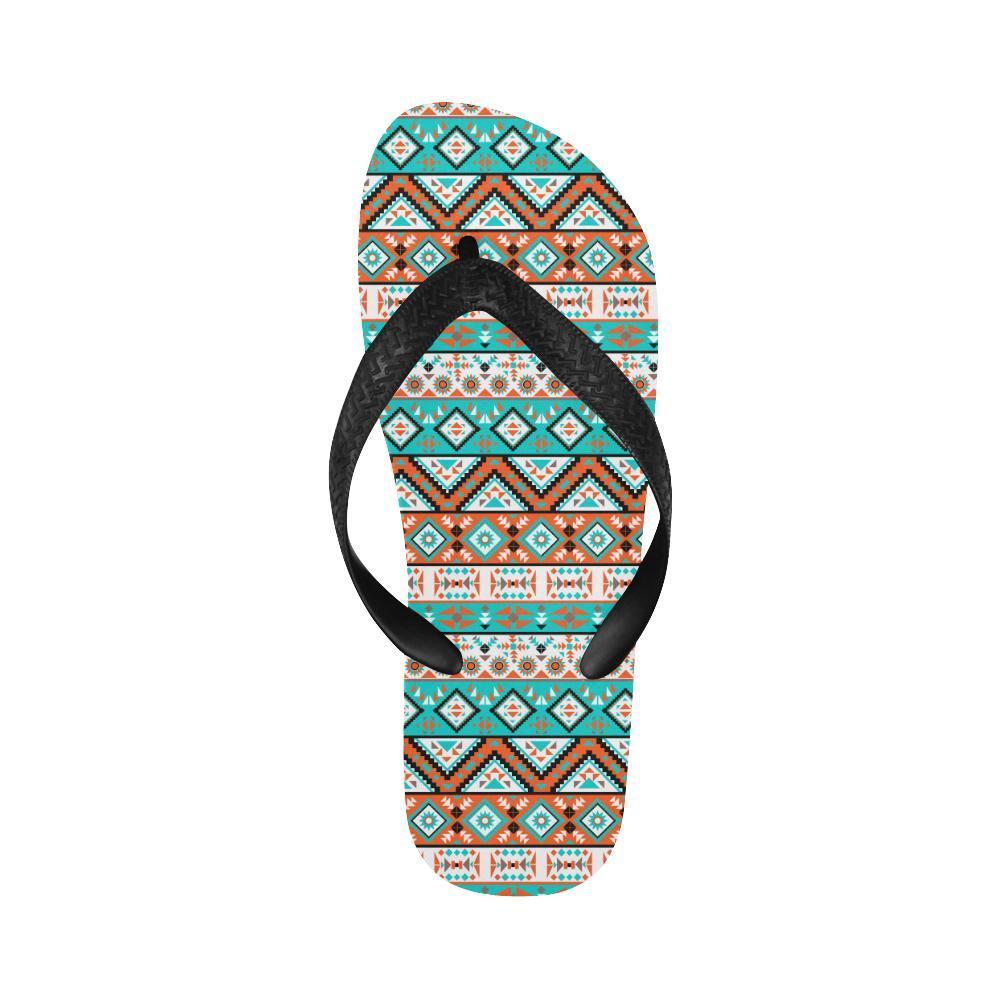 Navajo Style Print Pattern Flip Flops-JTAMIGO.COM