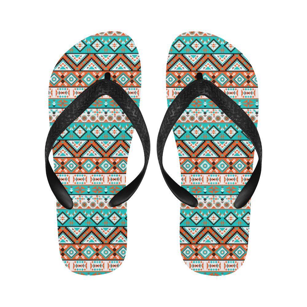Navajo Style Print Pattern Flip Flops-JTAMIGO.COM