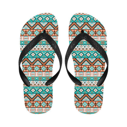 Navajo Style Print Pattern Flip Flops-JTAMIGO.COM