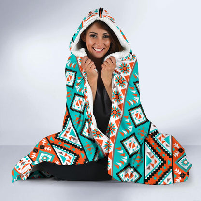 Navajo Style Print Pattern Hooded Blanket-JTAMIGO.COM