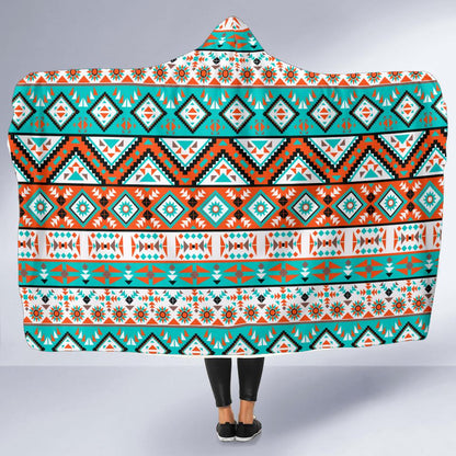 Navajo Style Print Pattern Hooded Blanket-JTAMIGO.COM