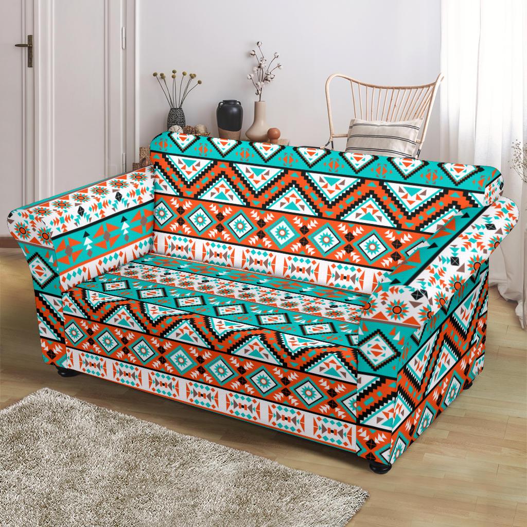 Navajo Style Print Pattern Loveseat Slipcover-JTAMIGO.COM
