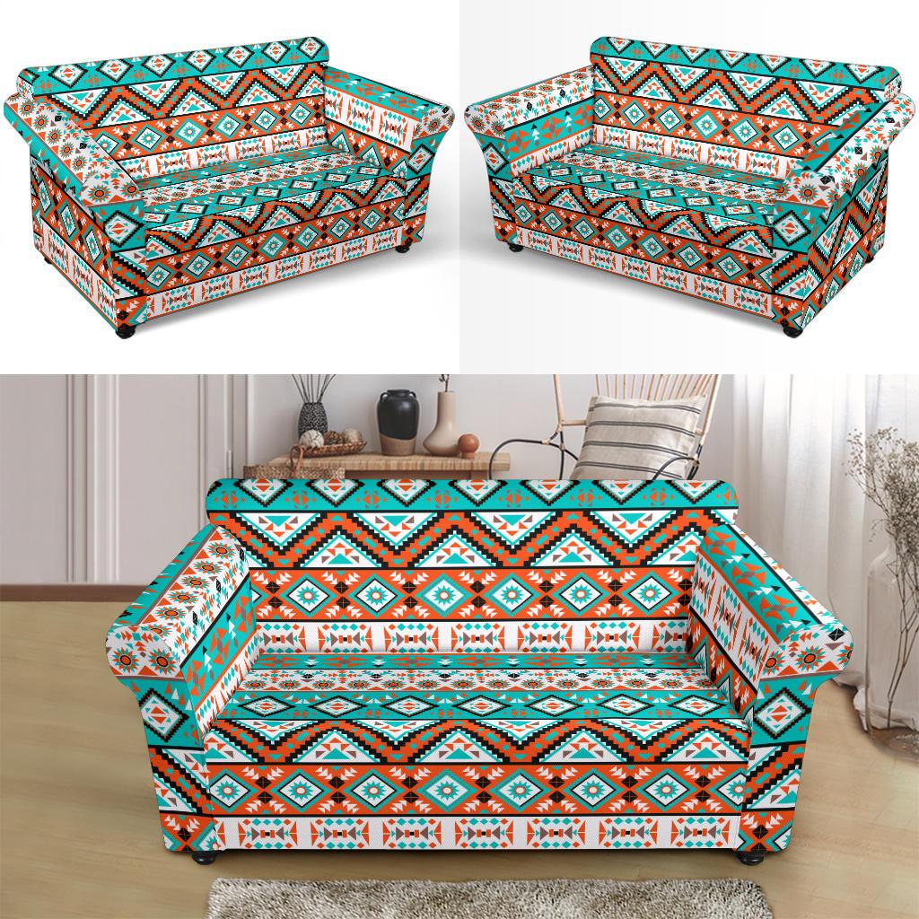 Navajo Style Print Pattern Loveseat Slipcover-JTAMIGO.COM