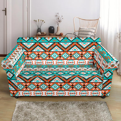 Navajo Style Print Pattern Loveseat Slipcover-JTAMIGO.COM
