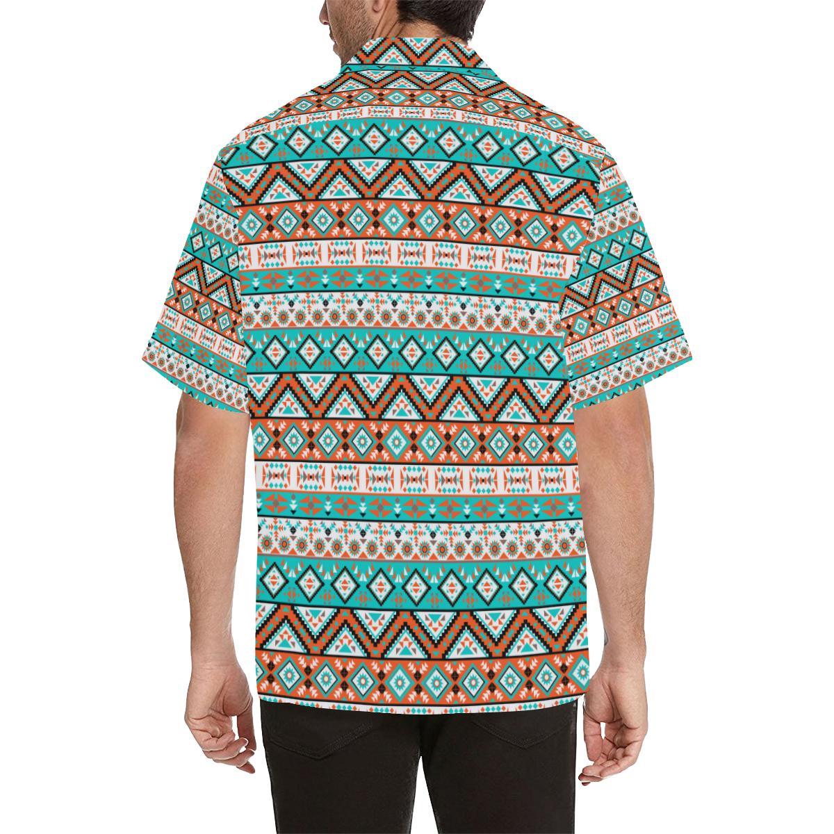 Navajo Style Print Pattern Men Aloha Hawaiian Shirt