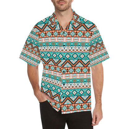Navajo Style Print Pattern Men Aloha Hawaiian Shirt