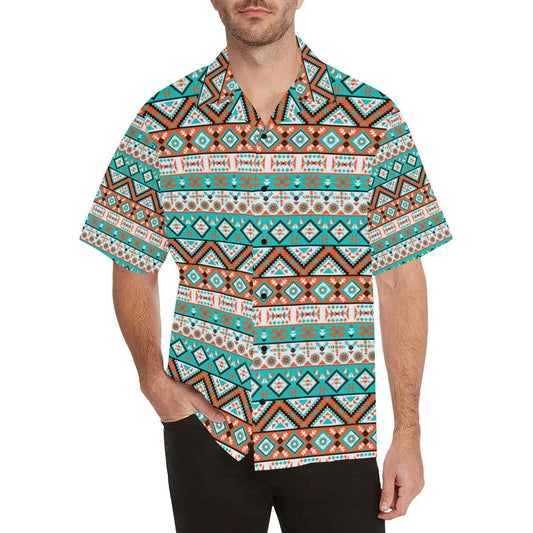 Navajo Style Print Pattern Men Aloha Hawaiian Shirt