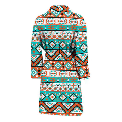 Navajo Style Print Pattern Men Bath Robe-JTAMIGO.COM