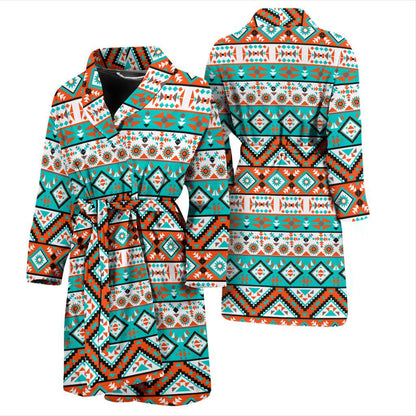 Navajo Style Print Pattern Men Bath Robe-JTAMIGO.COM