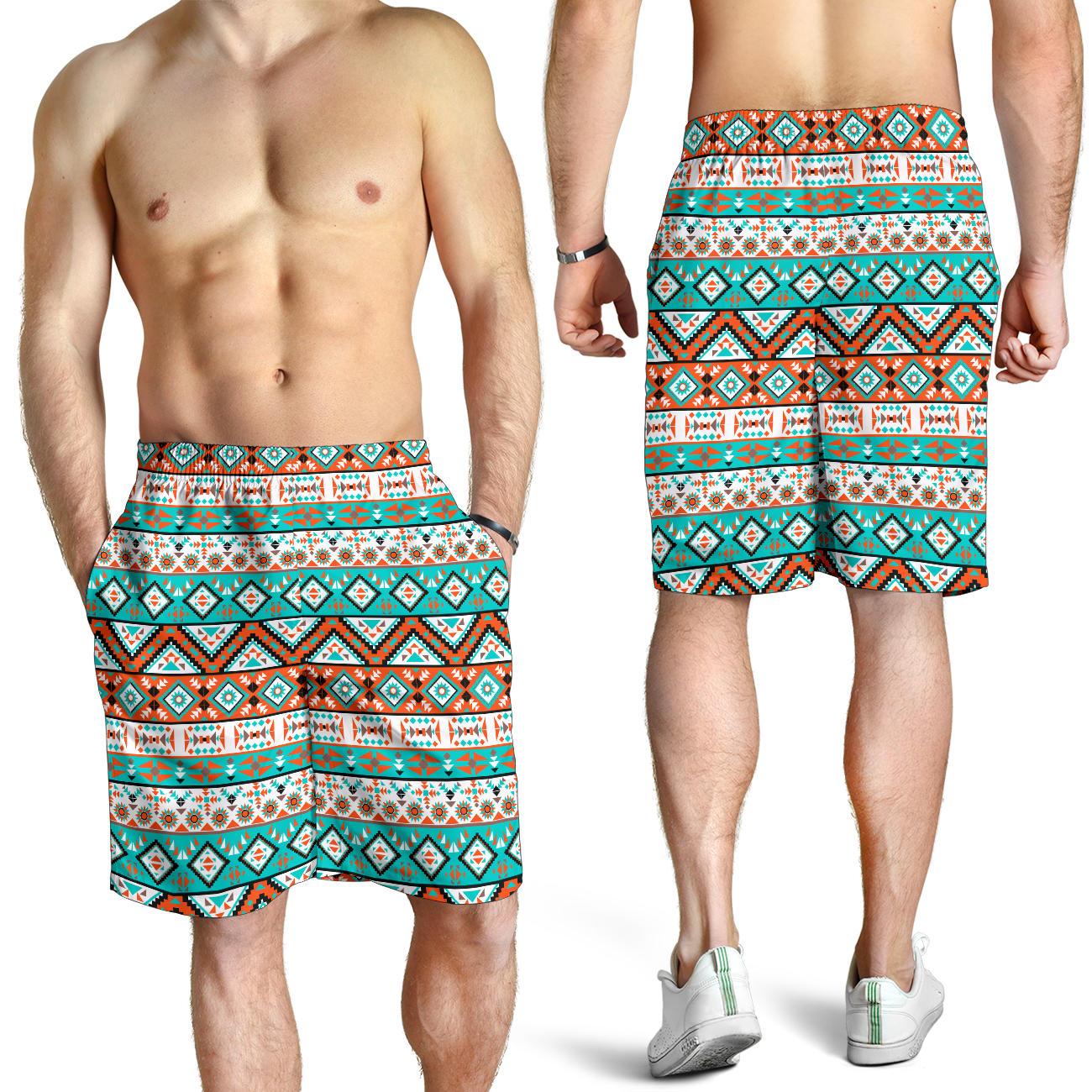 Navajo Style Print Pattern Mens Shorts-JTAMIGO.COM