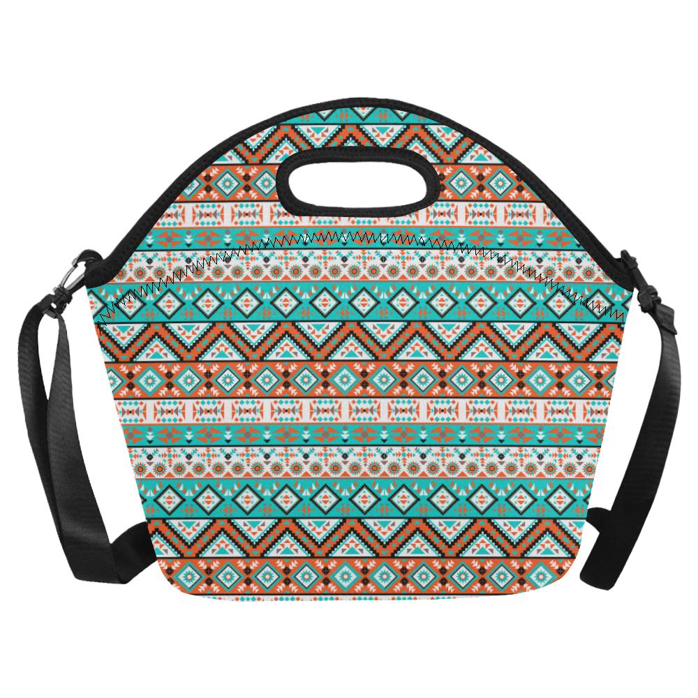 Navajo Style Print Pattern Neoprene Lunch Bag (Model 1669)(Large)-JTAMIGO.COM