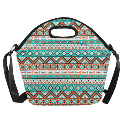 Navajo Style Print Pattern Neoprene Lunch Bag (Model 1669)(Large)-JTAMIGO.COM