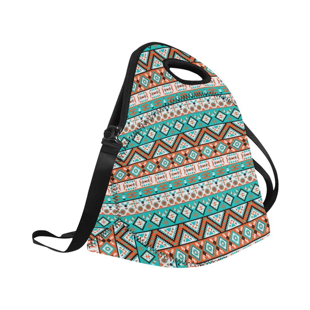 Navajo Style Print Pattern Neoprene Lunch Bag (Model 1669)(Large)-JTAMIGO.COM