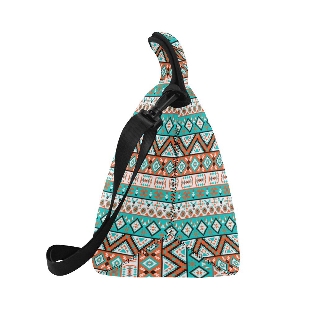 Navajo Style Print Pattern Neoprene Lunch Bag (Model 1669)(Large)-JTAMIGO.COM