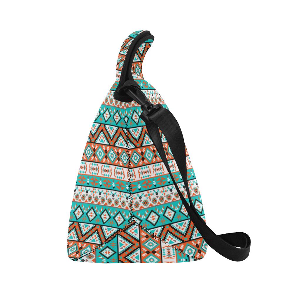 Navajo Style Print Pattern Neoprene Lunch Bag (Model 1669)(Large)-JTAMIGO.COM