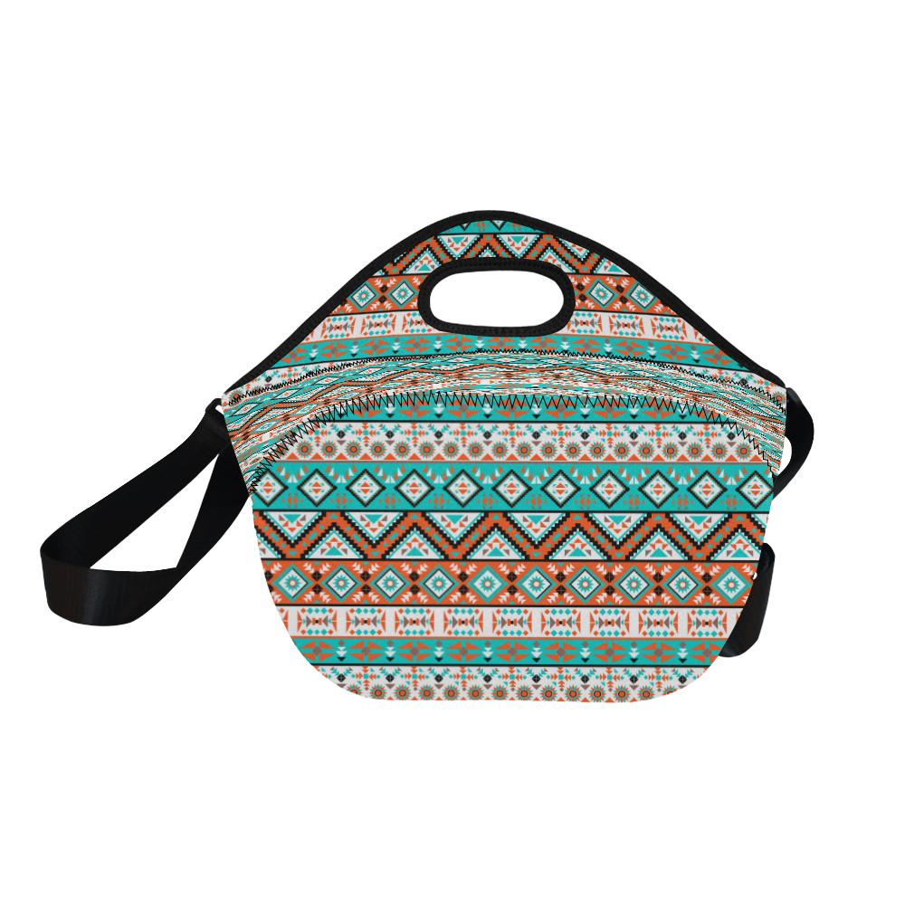 Navajo Style Print Pattern Neoprene Lunch Bag (Model 1669)(Large)-JTAMIGO.COM