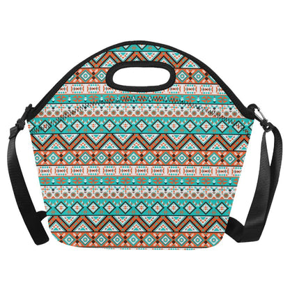 Navajo Style Print Pattern Neoprene Lunch Bag (Model 1669)(Large)-JTAMIGO.COM