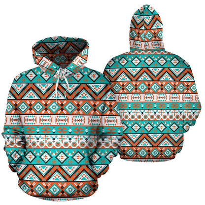 Navajo Style Print Pattern Pullover Hoodie