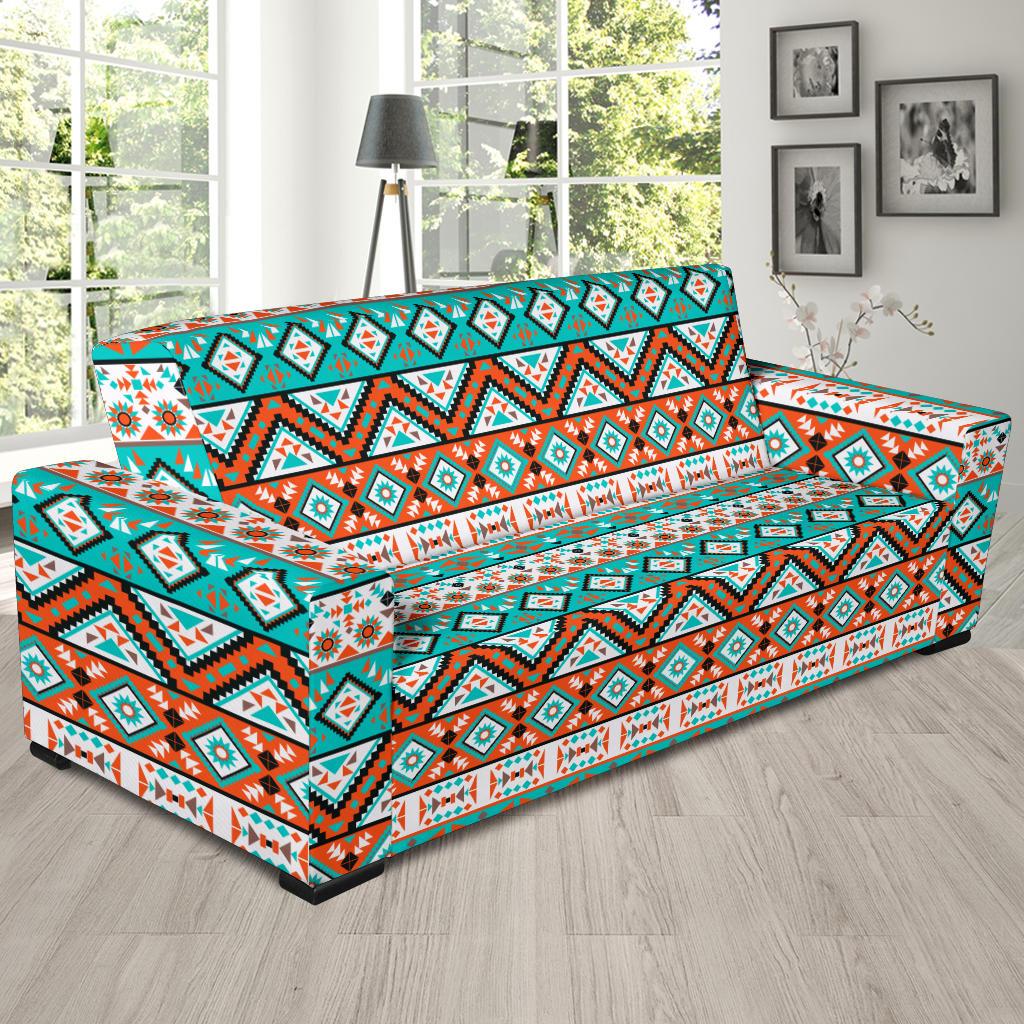 Navajo Style Print Pattern Sofa Slipcover-JTAMIGO.COM