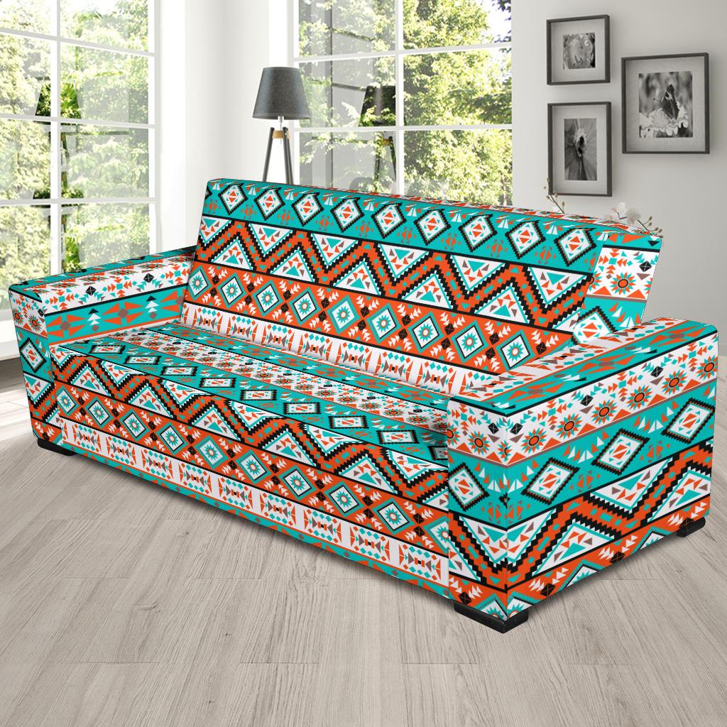 Navajo Style Print Pattern Sofa Slipcover-JTAMIGO.COM