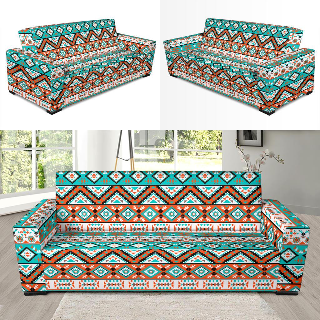 Navajo Style Print Pattern Sofa Slipcover-JTAMIGO.COM