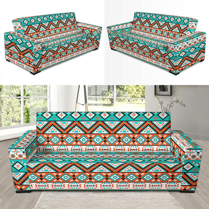 Navajo Style Print Pattern Sofa Slipcover-JTAMIGO.COM