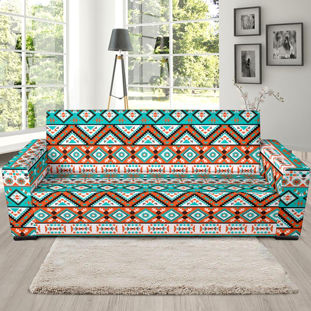 Navajo Style Print Pattern Sofa Slipcover-JTAMIGO.COM
