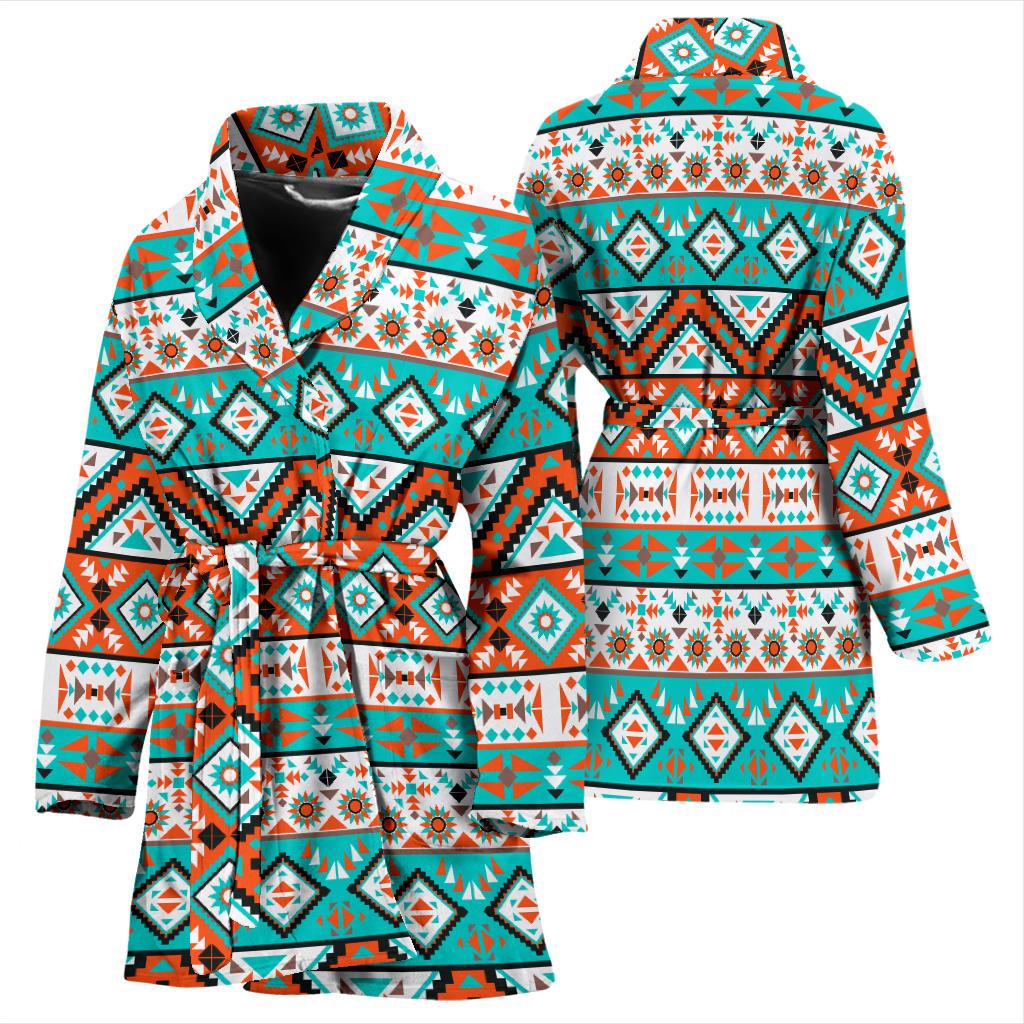 Navajo Style Print Pattern Women Bath Robe-JTAMIGO.COM