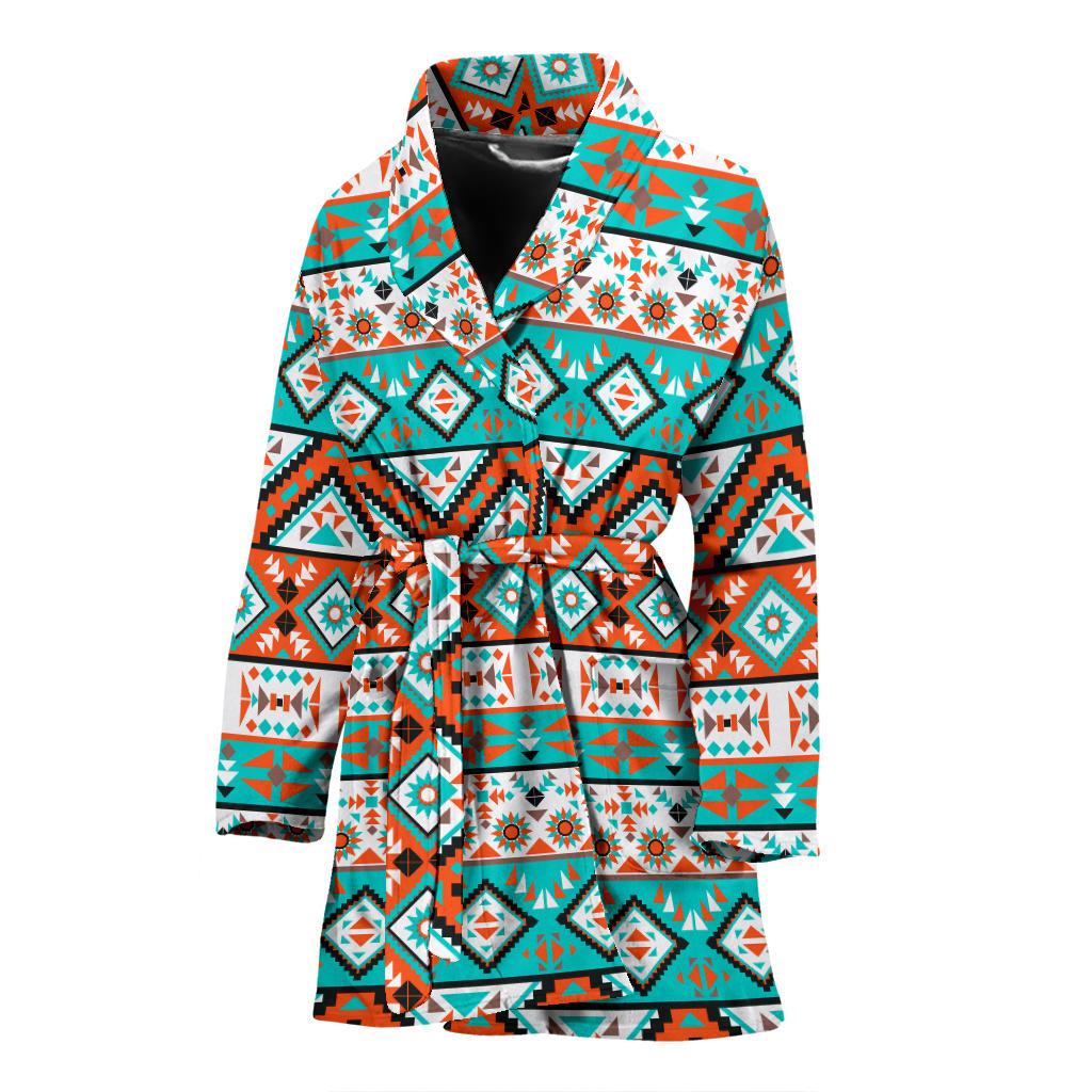 Navajo Style Print Pattern Women Bath Robe-JTAMIGO.COM