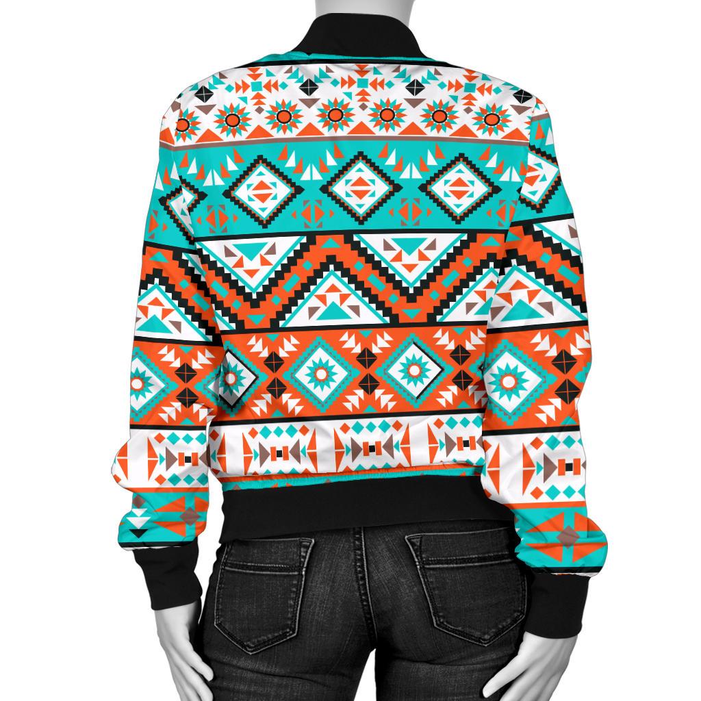Navajo Style Print Pattern Women Casual Bomber Jacket