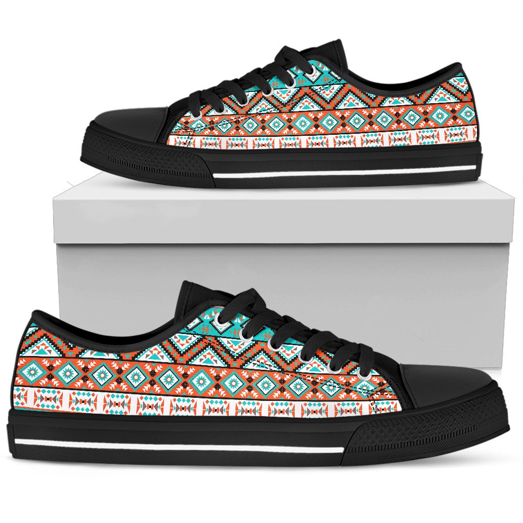 Navajo Style Print Pattern Women Low Top Shoes-JTAMIGO.COM