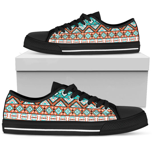 Navajo Style Print Pattern Women Low Top Shoes-JTAMIGO.COM
